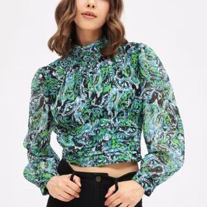 Zara Women's Paisley print Long Sleeve Blouse Size S NEW